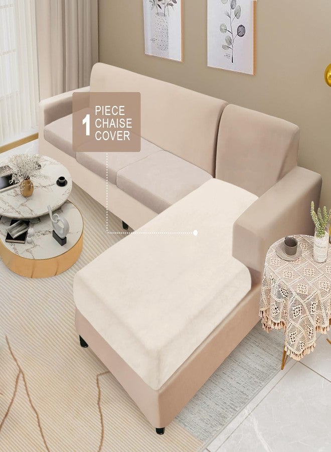 NAISI Sectional Couch Cover 1 Piece Velvet Separate Chaise Lounge Cover Soft Stretch Sofa Slipcovers for Left/Right Chaise Sectional Couch(Chaise Lounge,Beige) - Image 2